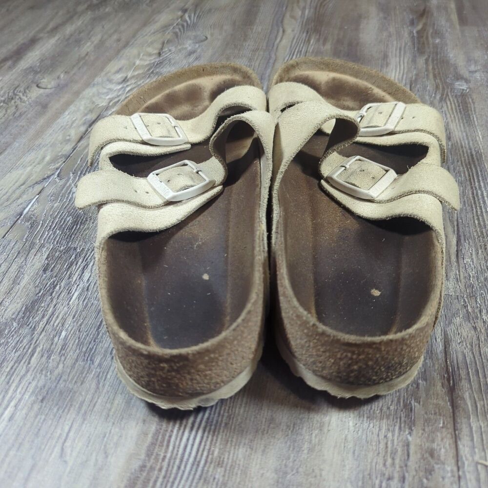 BIRKENSTOCK Arizona Tan Beige Birko-Flor Mens Slip On Sandals Size EU 45 US 12 - Picture 6 of 12